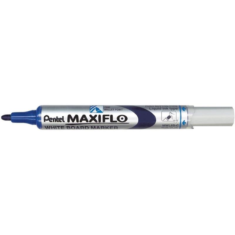 pack-de-12-unidades-pentel-maxiflo-rotulador-para-pizarra-blanca-regulacion-del-flujo-de-tinta-punta-de-bala-ancho-de-linea-2mm-