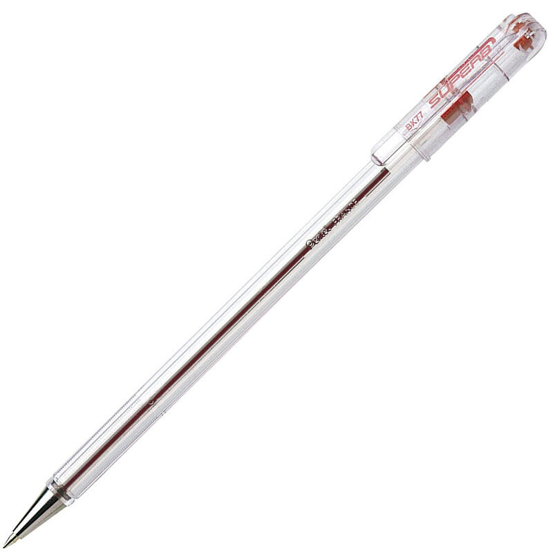 pack-de-12-unidades-pentel-superb-boligrafo-de-bola-punta-fina-07mm-trazo-035mm-tinta-con-base-de-aceite-color-rojo