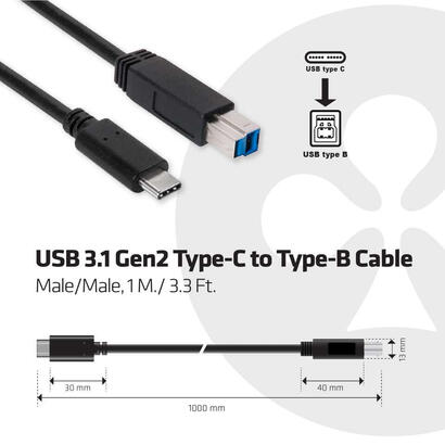 club3d-usb-31-gen2-tipo-c-a-cable-tipo-b-1m33ft-mm