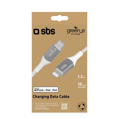 sbs-grecableligtc12bw-cable-de-conector-lightning-12-m-plata-blanco