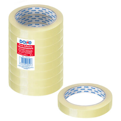 dohe-pack-de-8-cintas-adhesivas-transparente-de-polipropileno-19mm-x-66m