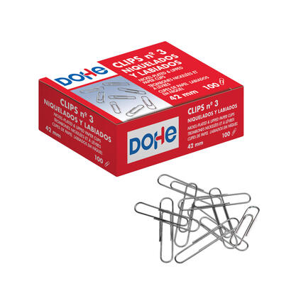 dohe-pack-de-100-clips-labiados-n3-42mm-niquelados