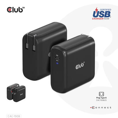 club3d-cargador-1xusb-typ-c-pd-100w-retail