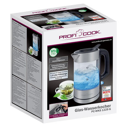 proficook-pc-wks-1229-g-tetera-electrica-1-l-1600-w-acero-inoxidable-transparente