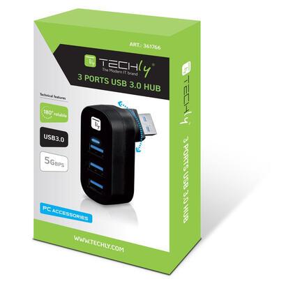 techly-mini-hub-giratorio-con-3-puertos-usb-30-negro