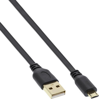 inline-micro-usb-20-cable-plano-usb-a-a-micro-b-negro-dorado-3m