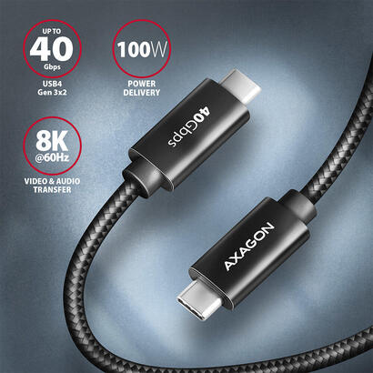 axagon-bucm432-cm10ab-cable-usb-1-m-usb4-gen-3x2-usb-c-negro