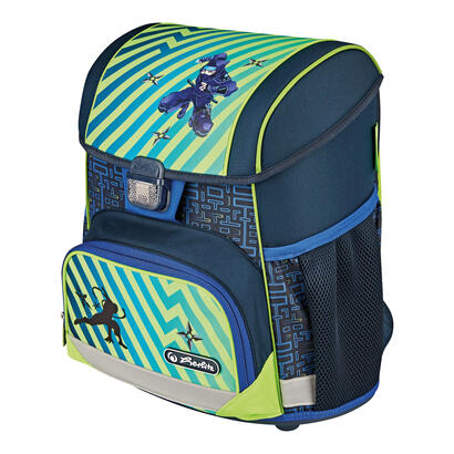 herlitz-loop-plus-funky-ninja-mochila-escolar-verdeazul-oscuro-incluye-estuche-de-16-piezas-estuche-de-lapices-bolsa-de-deporte