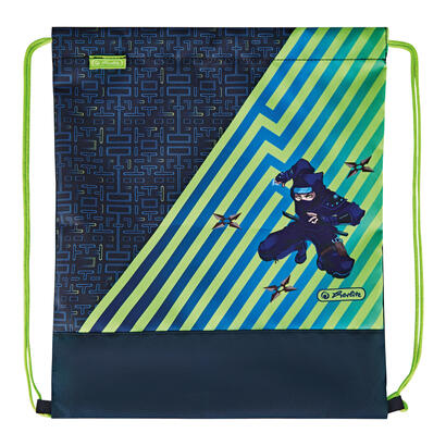 herlitz-loop-plus-funky-ninja-mochila-escolar-verdeazul-oscuro-incluye-estuche-de-16-piezas-estuche-de-lapices-bolsa-de-deporte