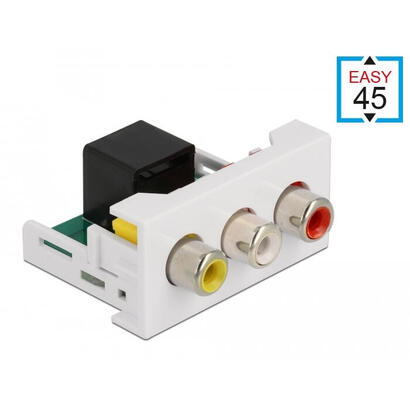 delock-modulo-easy-45-3-x-puerto-rca-hembra-a-puerto-rj45-hembra-225-x-45-mm