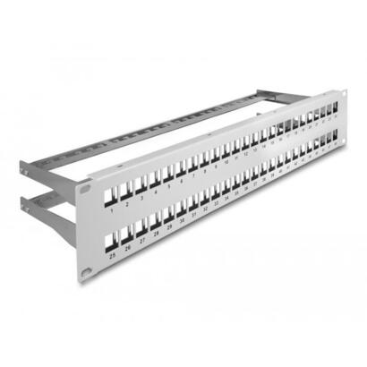 delock-patch-panel-keystone-de-19-de-48-puertos-con-alivio-de-tension-2u-gris