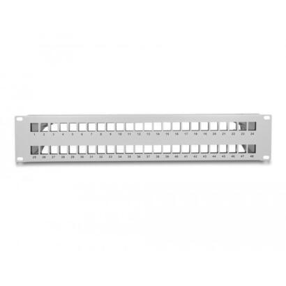 delock-patch-panel-keystone-de-19-de-48-puertos-con-alivio-de-tension-2u-gris