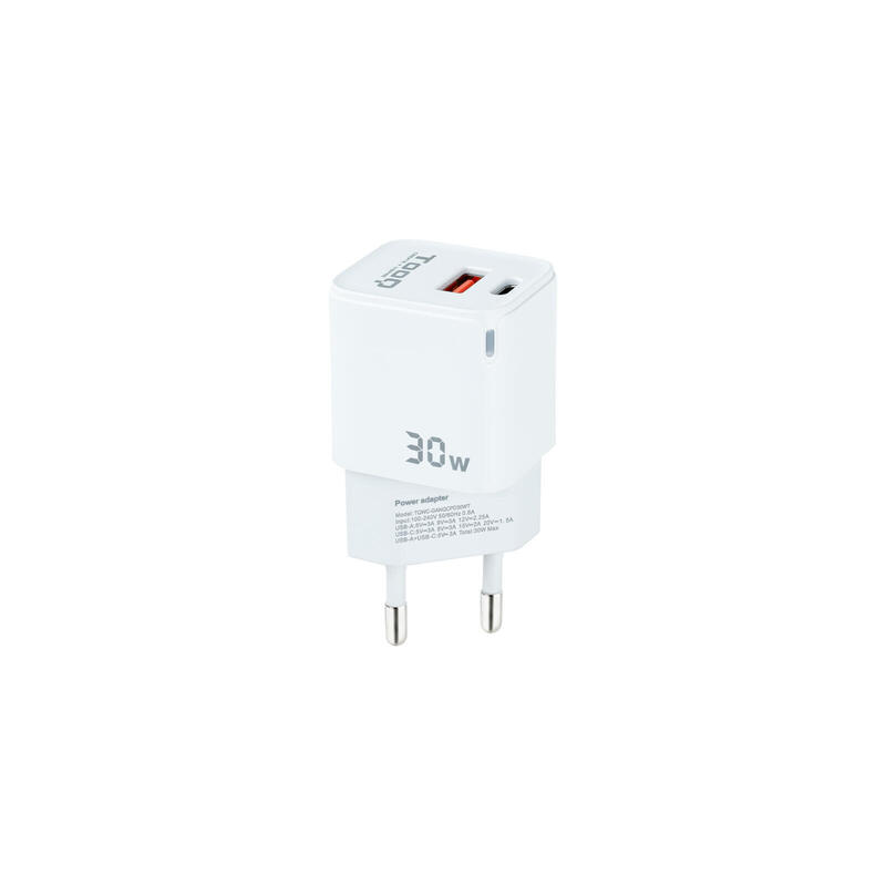 tooq-cargador-de-pared-gan-usb-cpd-usb-aqc-30w-blanco