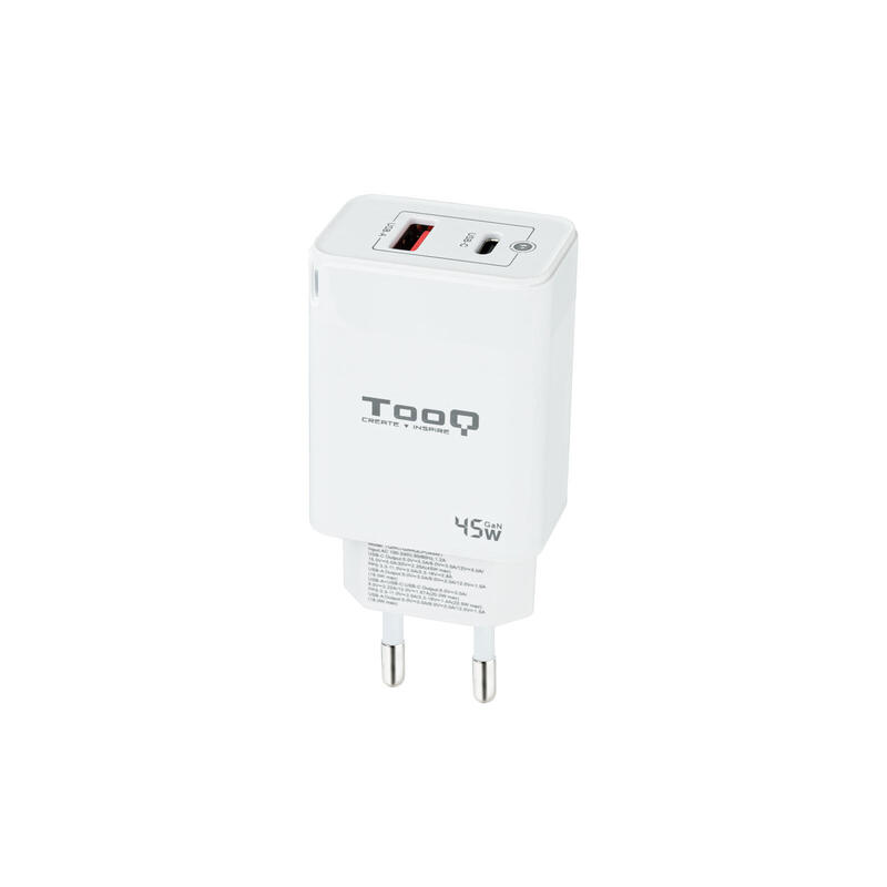 tooq-cargador-de-pared-gan-usb-cpd-usb-aqc-45w-blanco