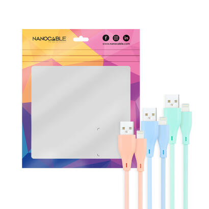 nanocable-pack-de-3-cables-usb-a-macho-a-lightning-macho-longitud-1m-colores-pastel-rosa-verde-y-azul