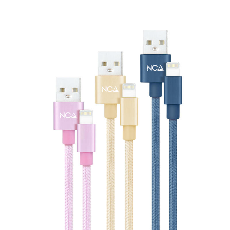 nanocable-pack-de-3-cables-mallados-usb-a-macho-a-lightning-macho-longitud-1m-colores-rosa-dorado-y-azul