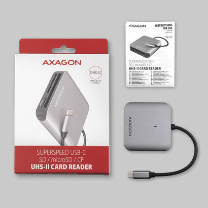 axagon-cre-s3c-lector-de-tarjeta-usb-32-gen-1-31-gen-1-type-c-gris