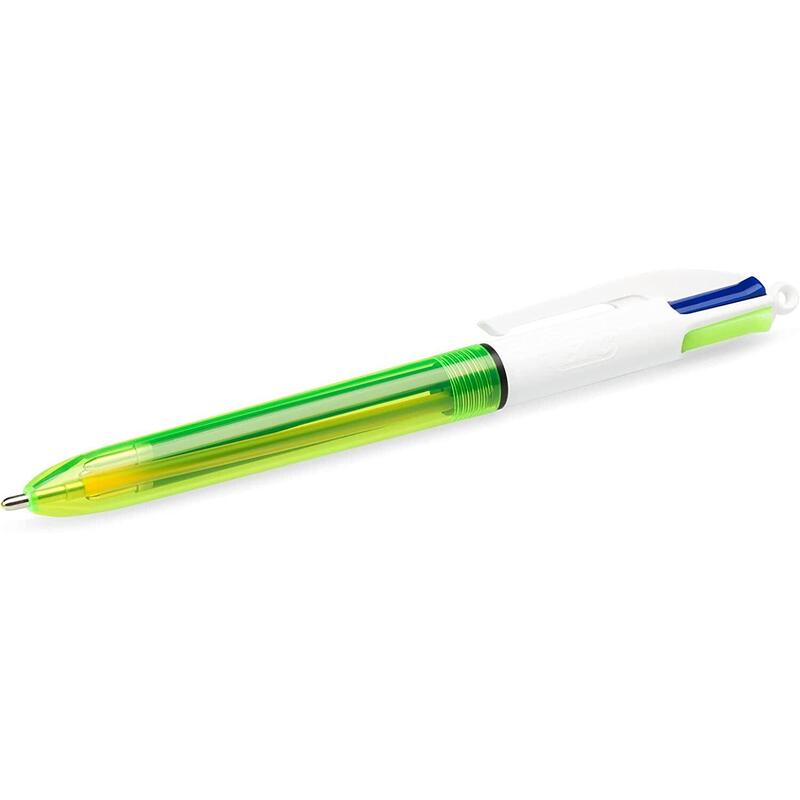 pack-de-12-unidades-bic-4-colours-fluo-boligrafo-de-bola-retractil-punta-media-de-10mm-tinta-con-base-de-aceite-tinta-de-colores