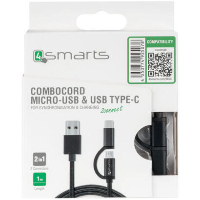 4smarts-micro-usb-usb-c-cable-combocord-1m-textil-negro