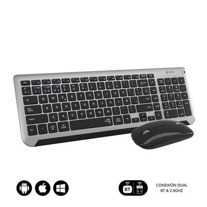 teclado-y-raton-inalambrico-subblim-combo-dual-prestige-extendido-gris-y-negro-espanol