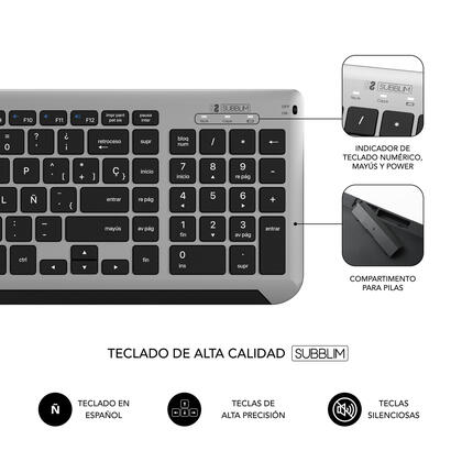 teclado-y-raton-inalambrico-subblim-combo-dual-prestige-extendido-gris-y-negro-espanol