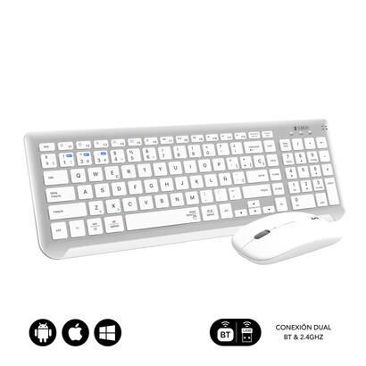 teclado-y-raton-inalambrico-subblim-combo-dual-prestige-extendido-blanco-y-plata-espanol