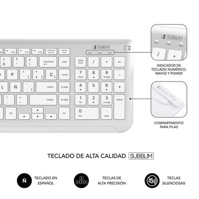 teclado-y-raton-inalambrico-subblim-combo-dual-prestige-extendido-blanco-y-plata-espanol