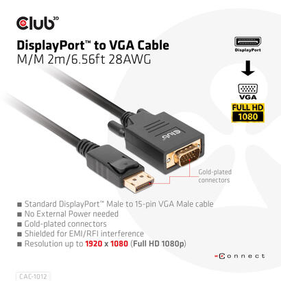 club3d-cable-displayport-vga-m-m-2m-retail