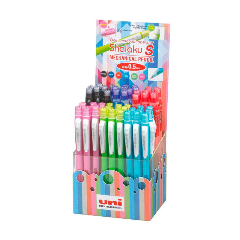 uniball-expositor-48-rollerball-shalaku-s-m5-2284d-colores-surtidosnegro-azul-azul-claro-rojo-verde-claro-ros