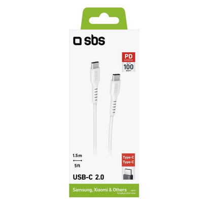 sbs-lade-datenkabel-usb-c-auf-usb-c-15m-100-w-power-weiss