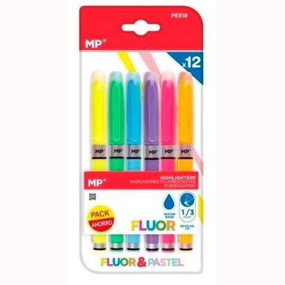 mp-marcador-fluorescente-blister-12-colores-fluor-y-pastel