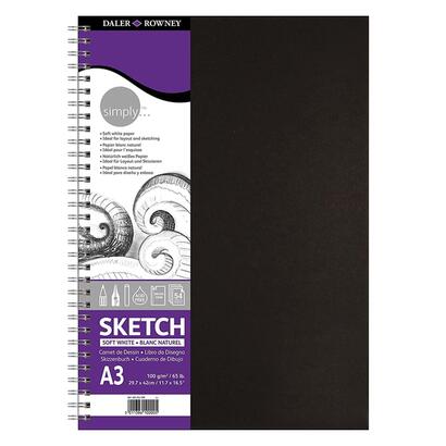 daler-rowney-simply-cuaderno-de-dibujo-a3-cubierta-rigida-con-encuadernacion-en-espiral-100gm2-color-blanco