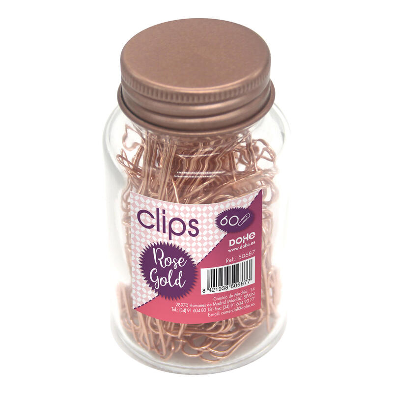 dohe-bote-de-cristal-con-60-clips-metalicos-de-50mm-color-oro-rosa