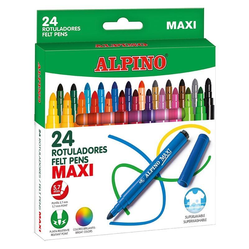 alpino-pack-de-24-maxi-rotuladores-gruesos-punta-de-6mm-superlavables-resistentes-y-duraderos-colores-brillantes-colores-surtido