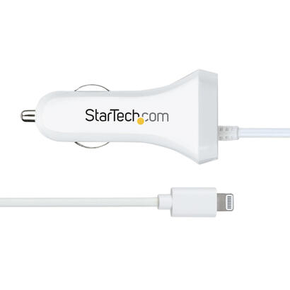 startech-cargador-de-coche-con-cable-rizado-lightning-1m-12w-blanco