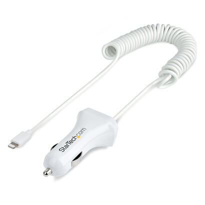 startech-cargador-de-coche-con-cable-rizado-lightning-1m-12w-blanco
