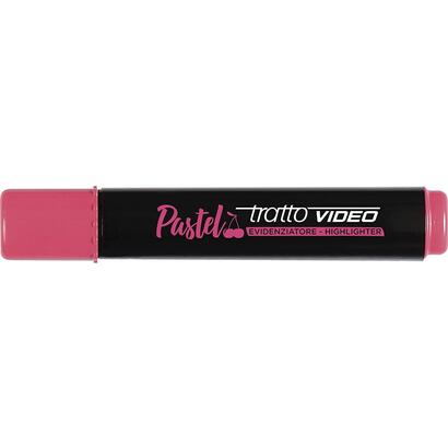 pack-de-12-unidades-tratto-video-pastel-marcador-fluorescente-punta-biselada-tinta-al-agua-secado-rapido-color-rojo-cereza
