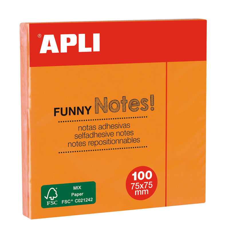 apli-notas-adhesivas-funny-75x75mm-bloc-de-100-hojas-adhesivo-de-calidad-color-naranja-fluorescente