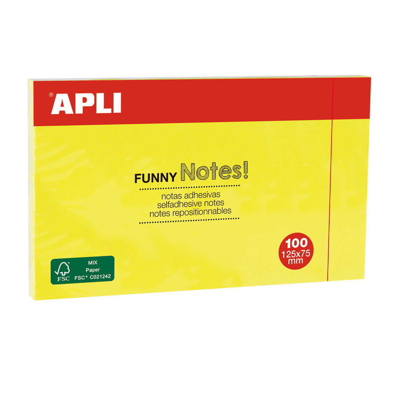 apli-notas-adhesivas-funny-125x75mm-bloc-de-100-hojas-divertidos-disenos-adhesivo-de-calidad-amarillo-fluorescente