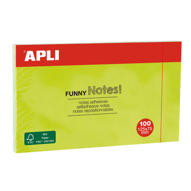apli-notas-adhesivas-funny-125x75mm-bloc-de-100-hojas-adhesivo-de-calidad-facil-de-despegar-color-verde-fluorescente