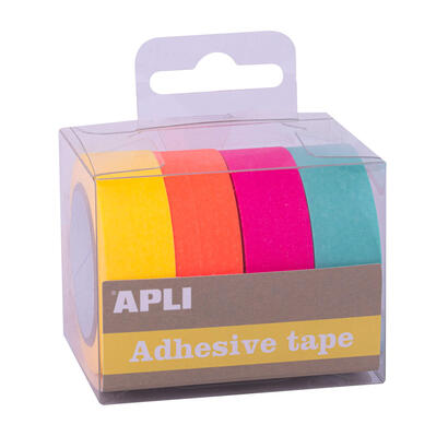 apli-pack-cintas-adhesivas-de-papel-washi-4-u-tonos-fluor-decoracion-y-manualidades-multicolor