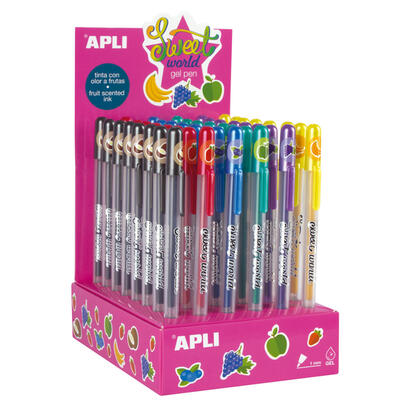 apli-sweet-world-gel-pen-expositor-48-boligrafos-de-tinta-gel-con-aroma-a-frutas-8-colores-surtidos-1mm-de-grosor-de-escritura-r