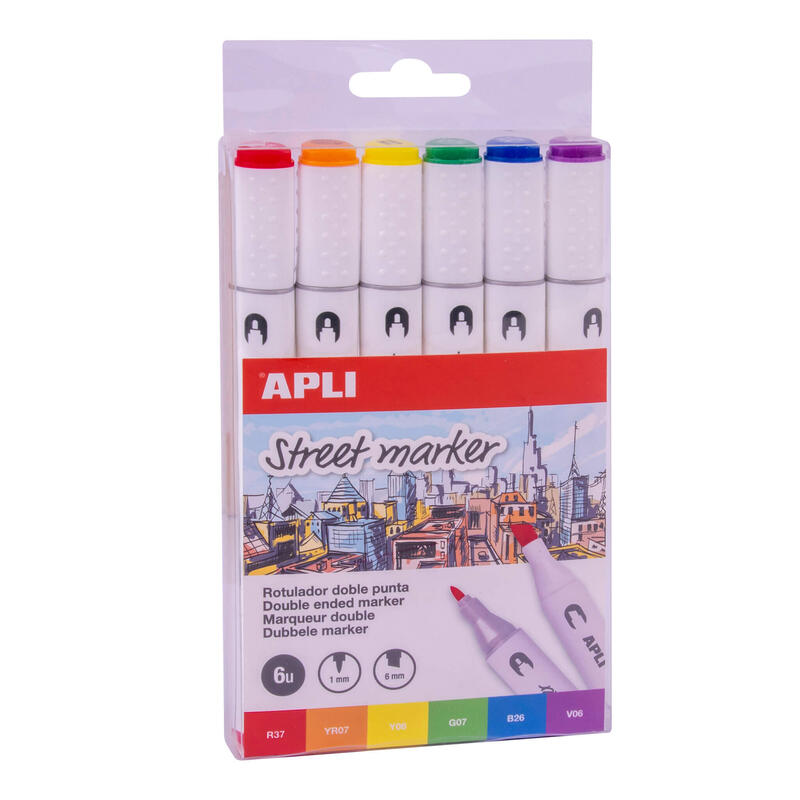 apli-street-markers-rotuladores-de-doble-punta-puntas-de-1mm-y-6mm-tinta-de-base-alcohol-multifuncionales-para-dibujar-pintar-y-