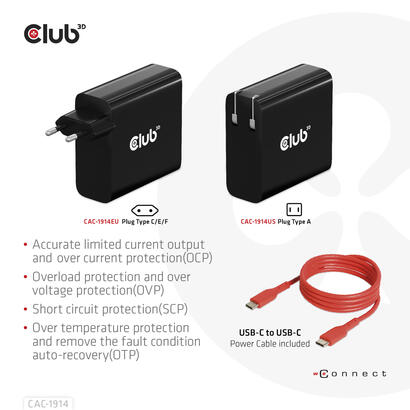 club3d-cargador-1xusb-typ-c-pd-140w-retail