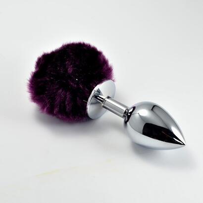 plug-anal-de-metal-con-pompon-purpura-talla-s