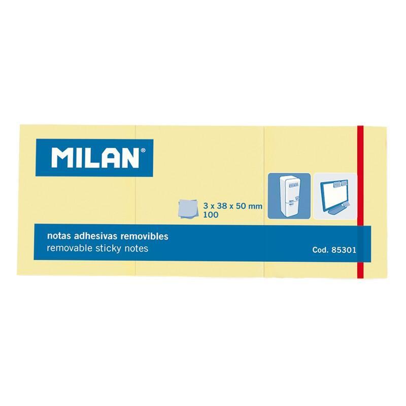 milan-pack-de-3-blocs-de-100-notas-adhesivas-removibles-38mm-x-50mm-color-amarillo-claro