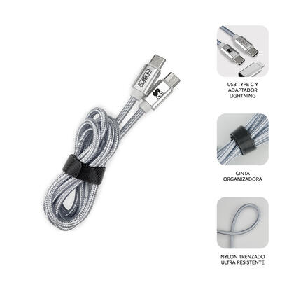 subblim-cargador-ultra-rapido-2xusb-de-pared-pd25wqc30cable-c-to-c-y-lightning-blanco