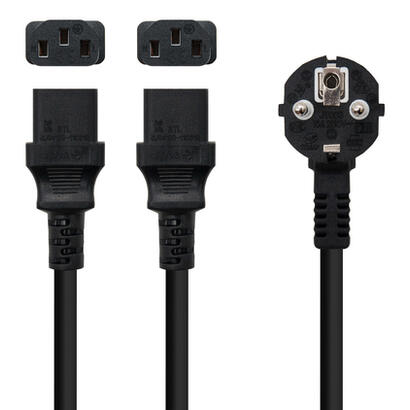 nanocable-cable-de-alimentacion-cee7-macho-a-2x-c-13-hembra-180m-negro