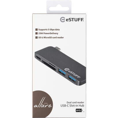 estuff-es84121-grey-base-para-portatil-y-replicador-de-puertos-usb-32-gen-1-31-gen-1-type-c-gris