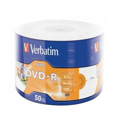 verbatim-dvd-r-47gb-16x-50-pack-spindle-datalife-plus-wide-inkjet-printable-professional